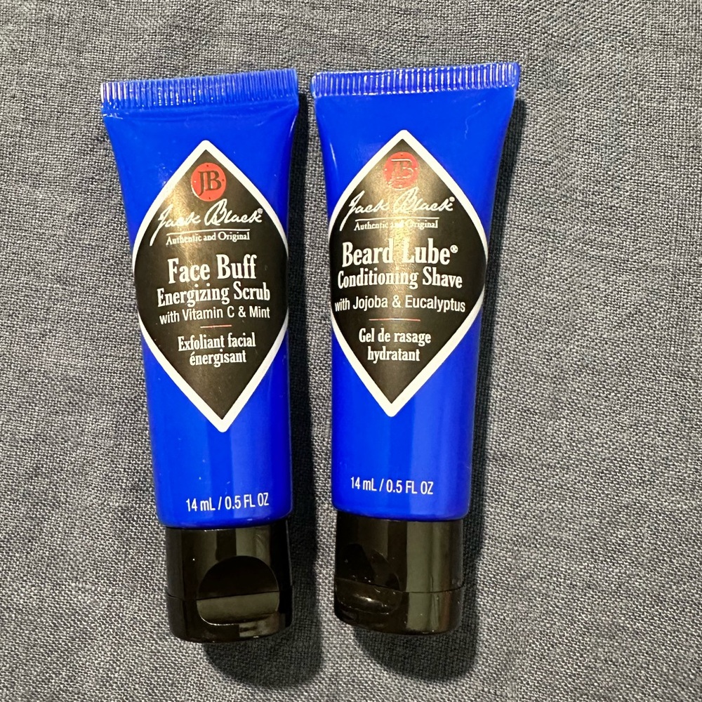 Jack Black Face Buff Energizing Scrub and Beard Lube Travel bundle! Both .5 oz